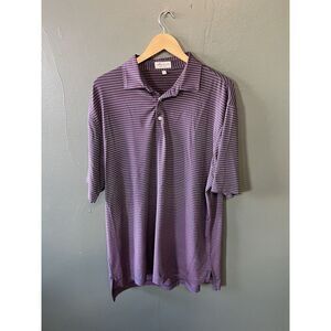 Peter Millar Mens Purple Short Sleeve Striped Golf Sumer Comfort Polo Size Large